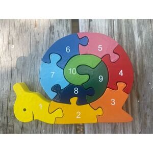 Number Snail Puzzle 10 Pieces Primary Colors